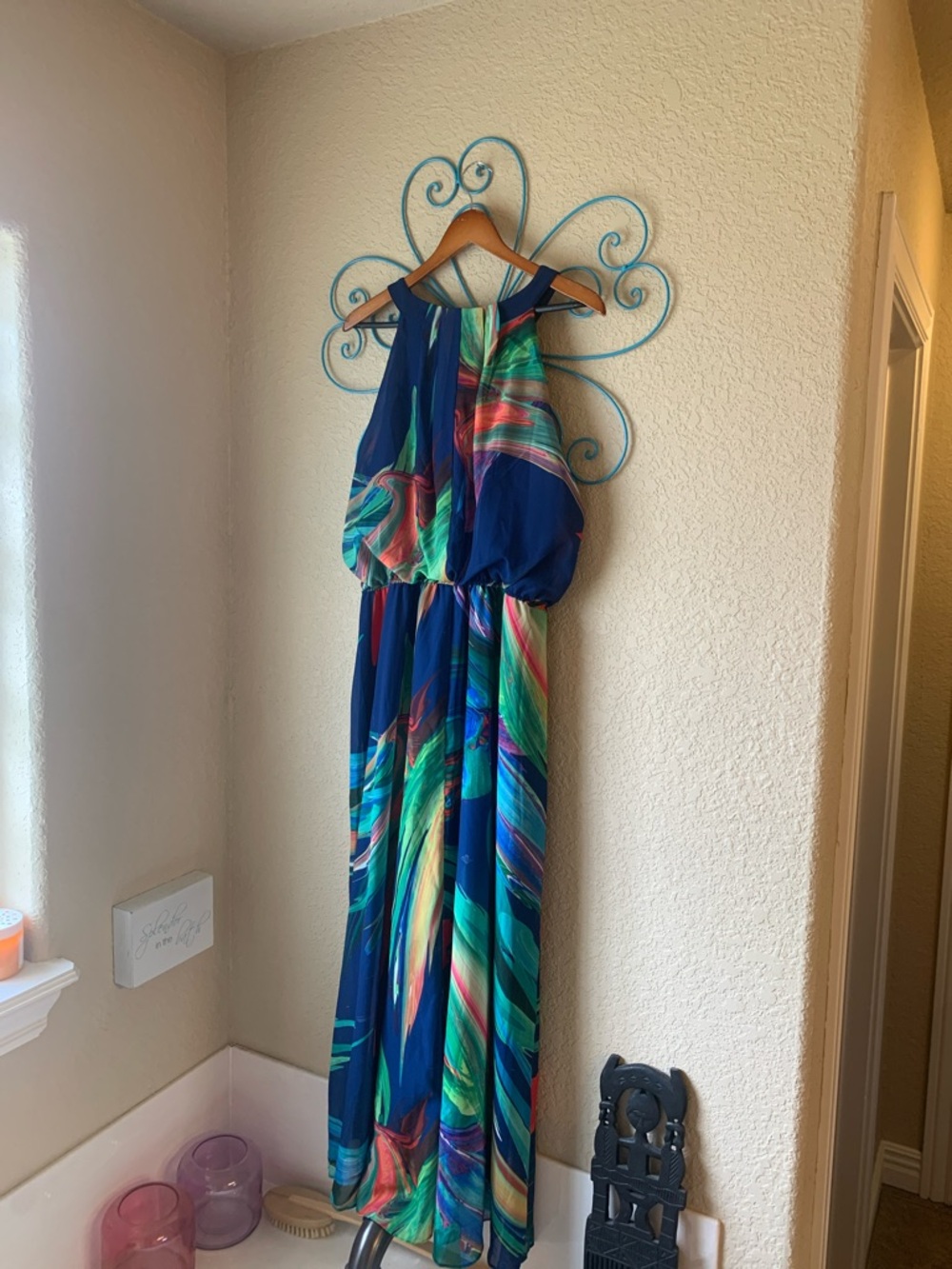 Signature by Robbie Bee Navy Multicolor print Dress - Picture 5 of 6